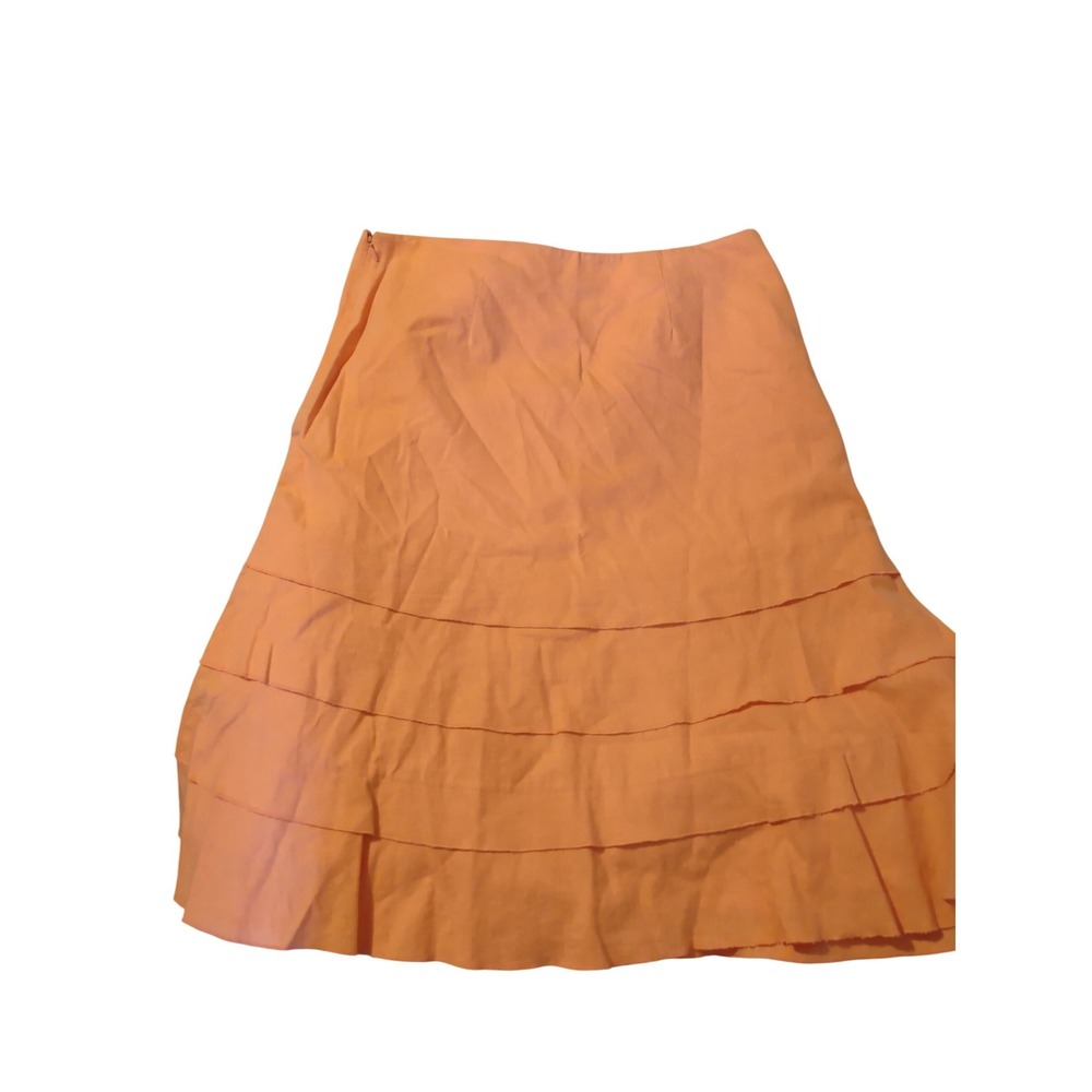 Christopher & Banks Coral Linen Blend Tiered Ruffle Skirt Womens 12